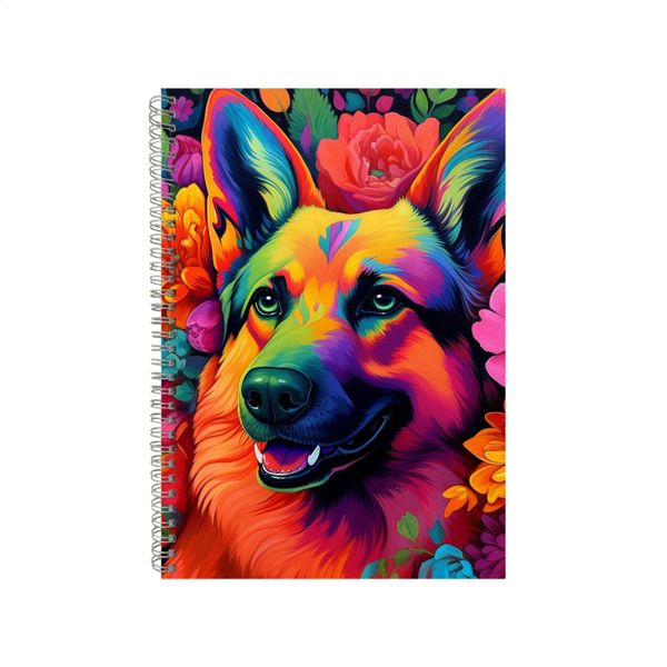 German Shepherd Orange Zinnias Neon Notebook Gift Idea A4 Notepad Pad 73