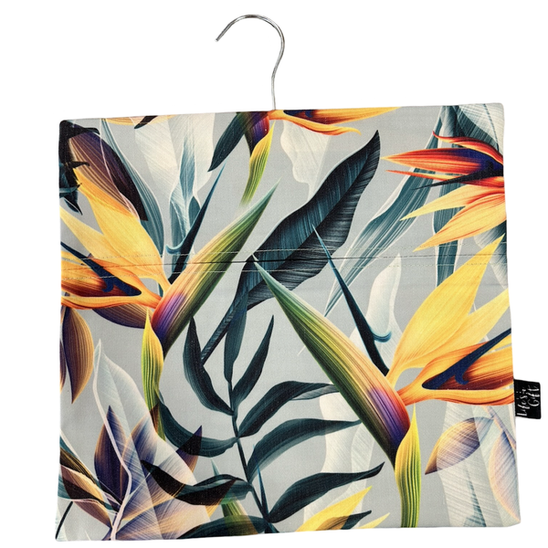 Laudry Peg Bag - Yellow Flowers with Long Green Leaves &amp; Purple Stripes