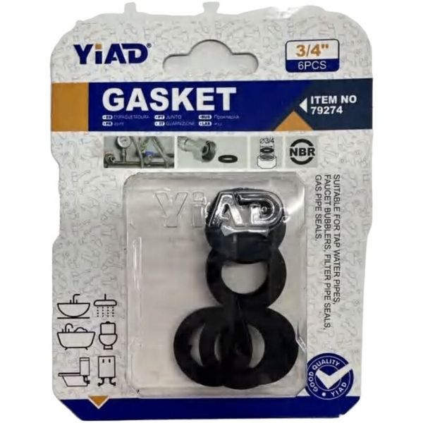 Yiad 6-Piece 3/4-Inch White Gasket Pack - For Water, Faucet, and Gas Seals