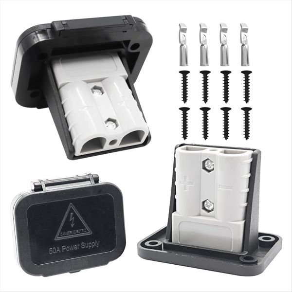 50 Amp Battery Quick Connect/Disconnect Connector Mounting Panel with Cover