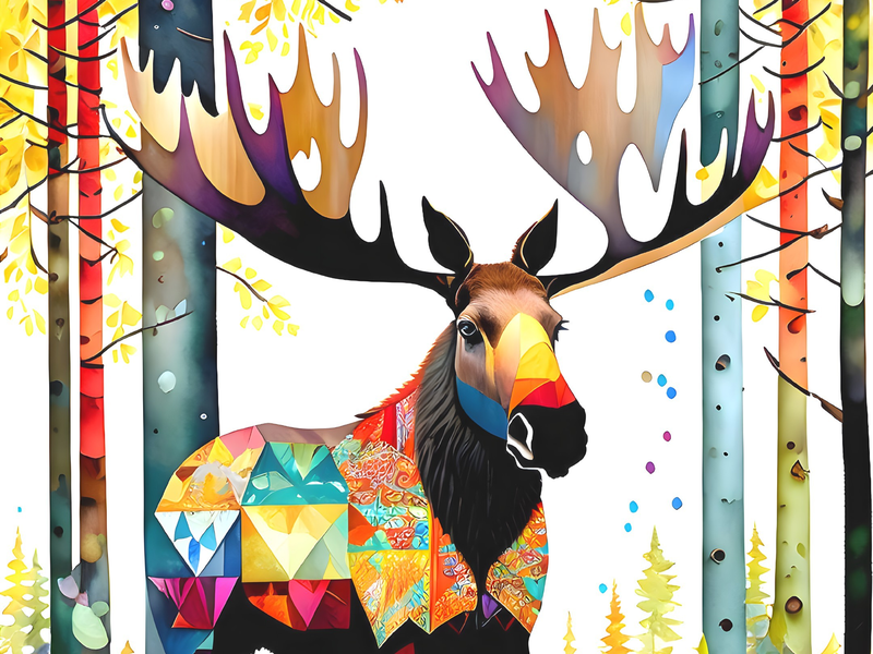 Canvas Wall Art Decor - Bull Moose Artwork