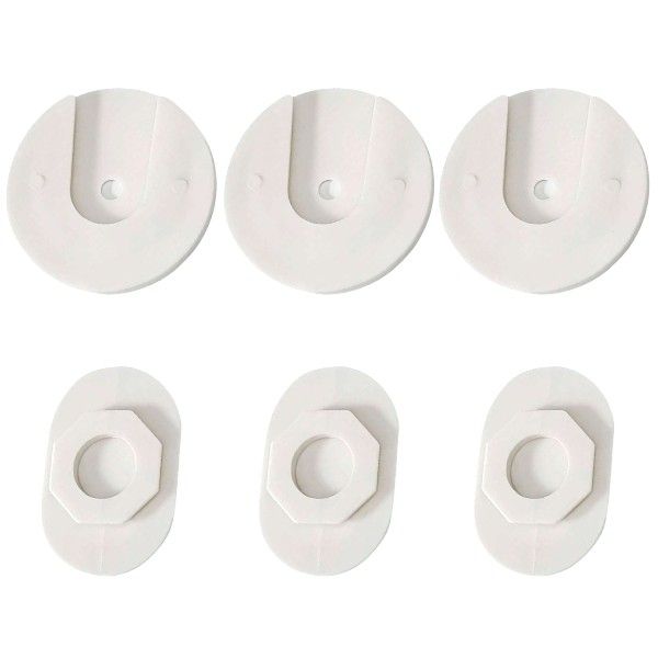 3 Piece - Wall-Mounted Adhesive Socket Holder Bracket - White