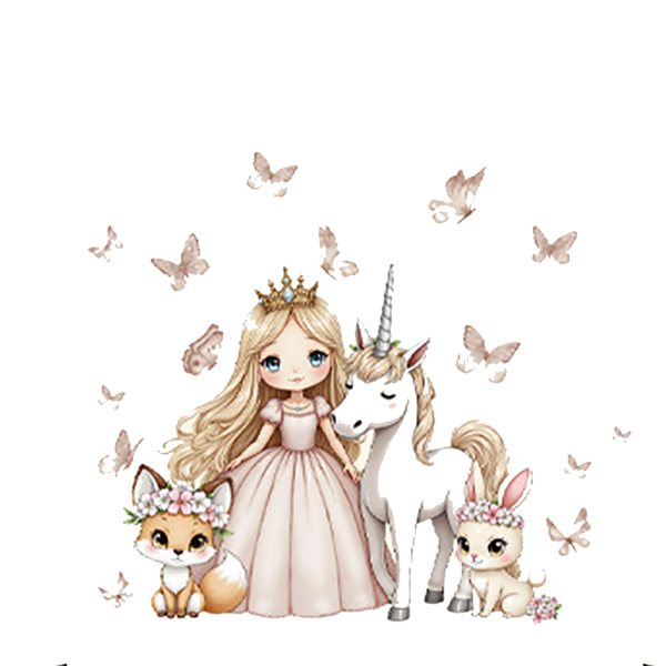 Enchanted Princess &amp; Unicorn Wall Sticker Decals