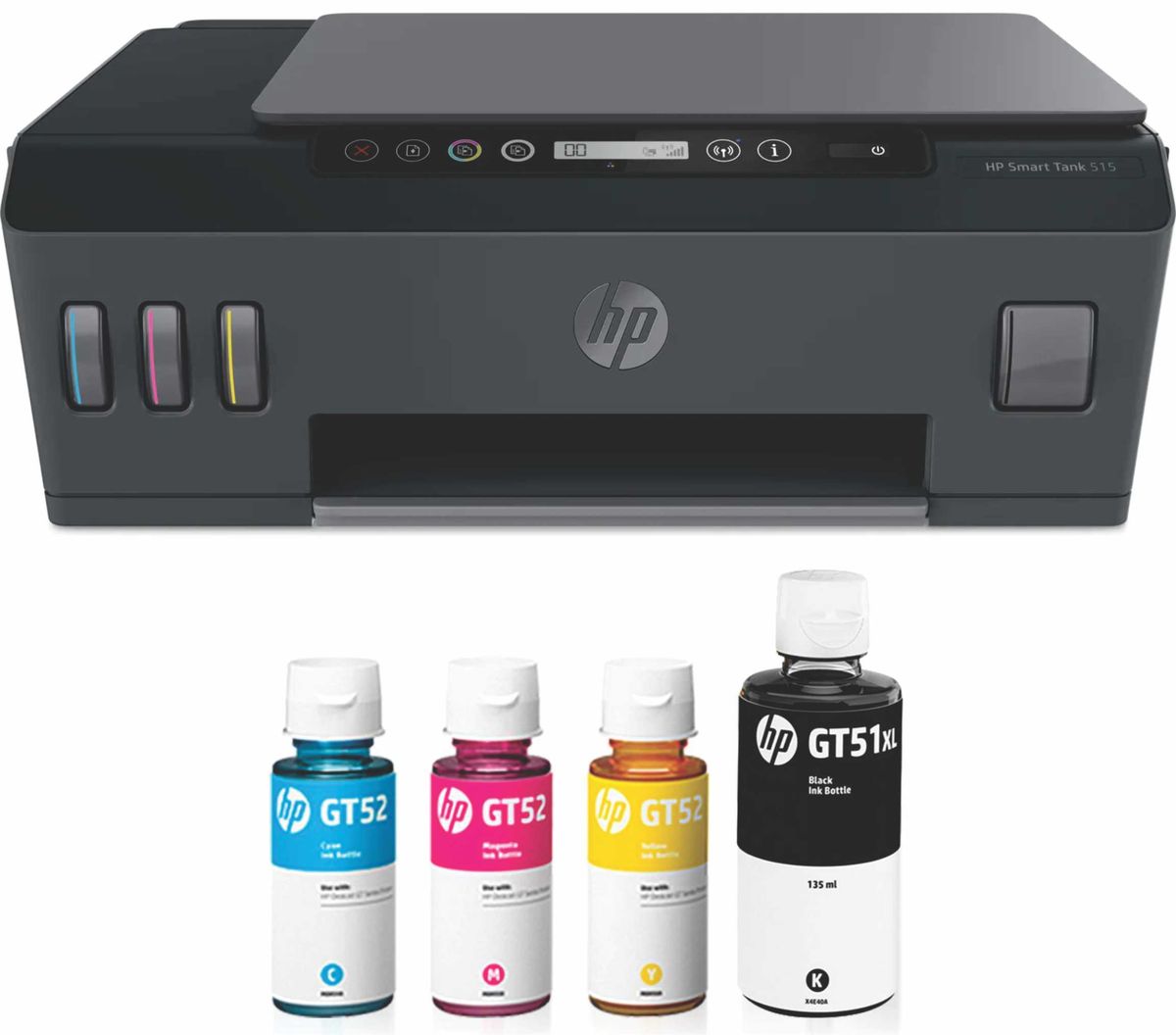 HP Smart Tank 515 Printer With Extra Set Of Ink Bottles Cartridges 