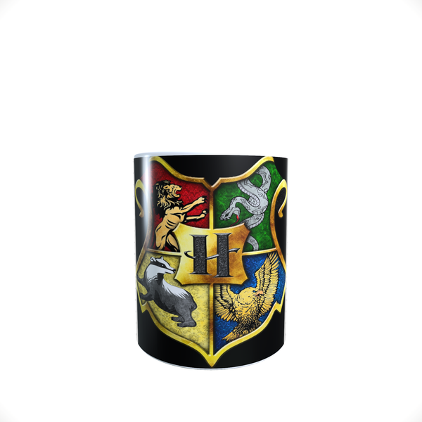 Harry Potter House Logos - Black Background - Aesthetic - Coffee Mug