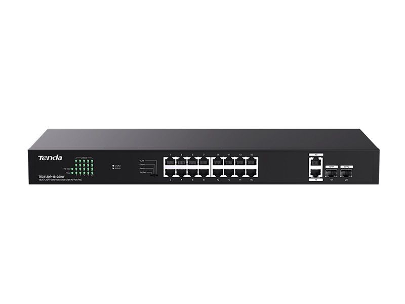 TENDA 18-Port Ethernet Switch Wit 16 PoE +2SFP 250W(TE-TEG1120P-16-250W)