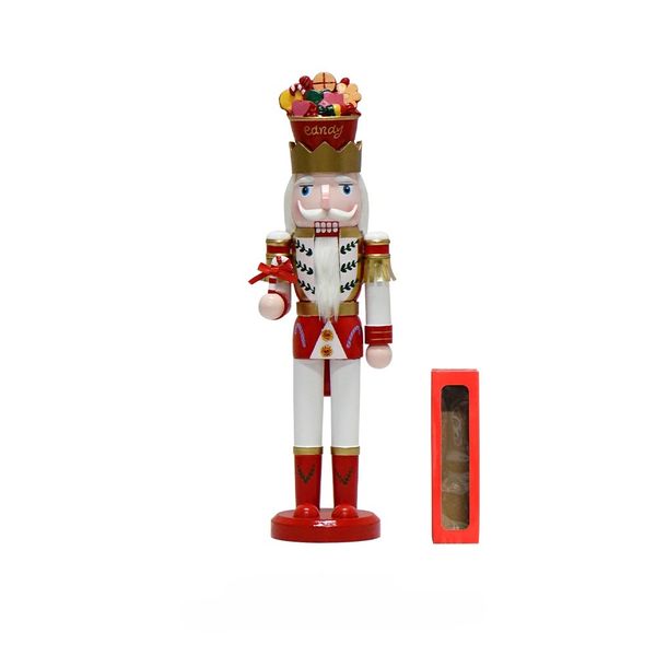 38cm Candy Cane Nutcracker King Wooden Craft - Christmas Decorations