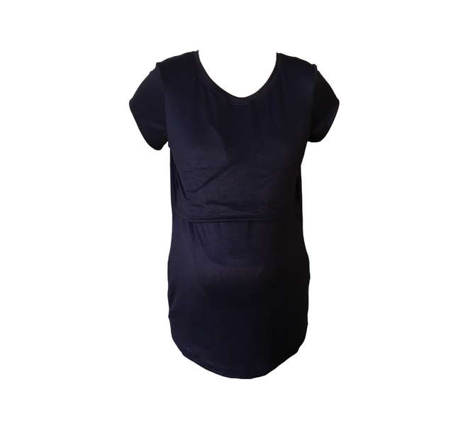 Maternity &amp; Breastfeeding Cap Sleeve Shirt - Navy