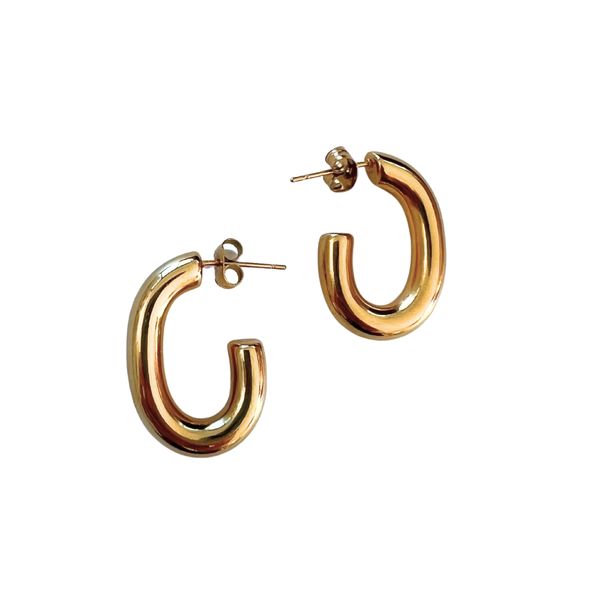 Jane Fields - Hollow Oval Hoops - Gold