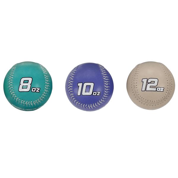 3-piece Leather Weighted Plyometric Training Balls for Baseball 8,10,12 oz