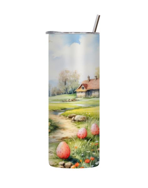 Grass Field 20 Oz Tumbler with Lid Straw Easter Graphic Design Present 091