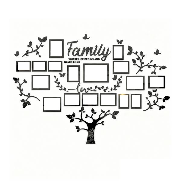 Family Tree Picture Frames Wall Decor Acrylic DIY Stickers Photo Frame Set