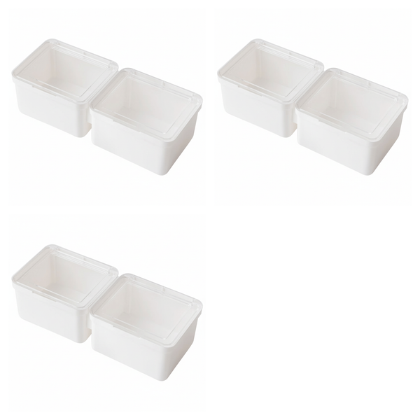 3 Pack - Small Double Compartment Drawer Storage Box - White