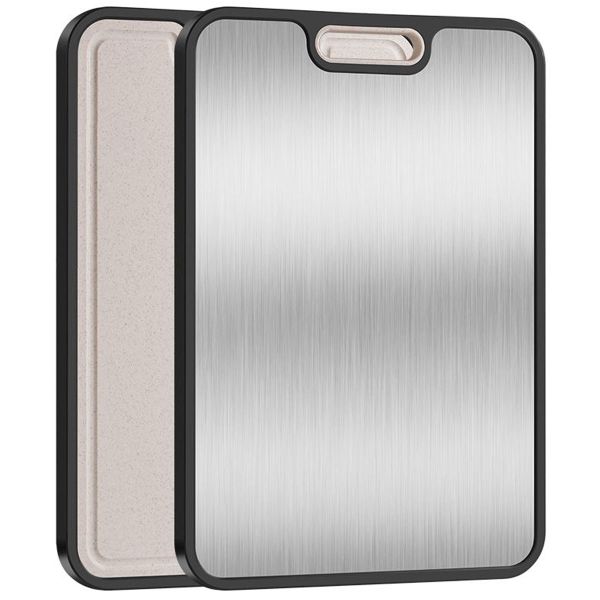 Cutting Board Stainless Steel 2-Sided Chopping Board Wheat Straw