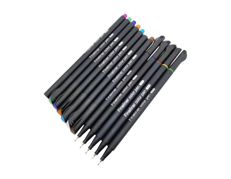 12 Piece - Fine Line Marker Pens - Multicolor