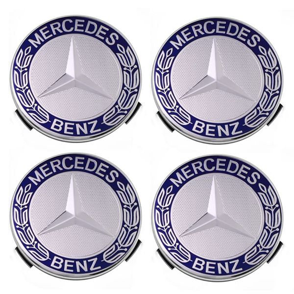 Mercedes Benz Wheel Caps - Set of 4 Black and Silver