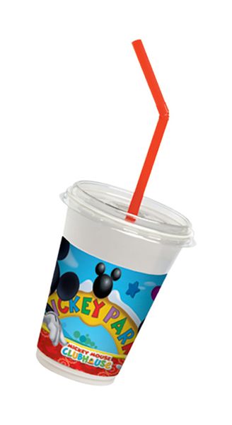Playful Mickey Milkshake Cup&amp;Lid with Straw