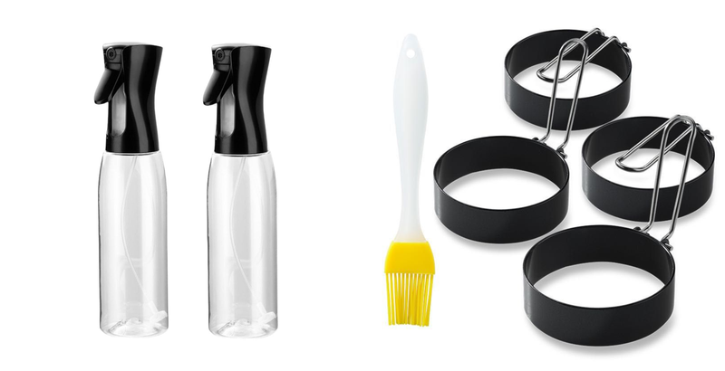 4 Pieces Non-Stick Stainless Steel Frying Egg Ring With Oil Spray Bottle ZH