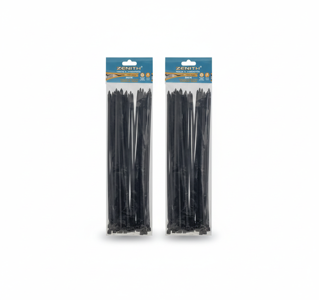 Zenith Black Cable Ties 4.8 x 300 mm - 50 Piece Pack - 2 Pack