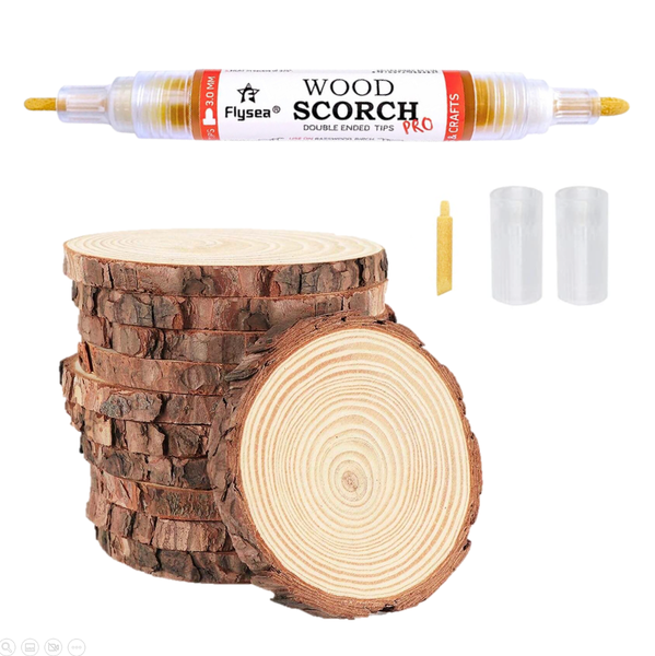 Scorch Marker Dual Tip Wood Burning Pen &amp; 10 Wood Disks Art Crafts BlueBird