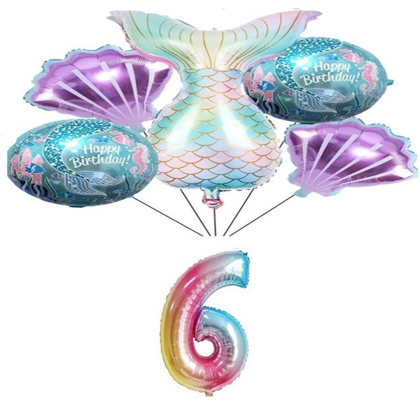 Mermaid Tail Balloon Set 5 Years image