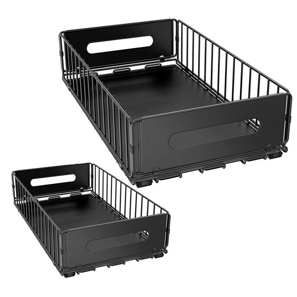 2PCS-Pull Out Cabinet Organizer - Sliding Drawer Rack Sliding Shelves