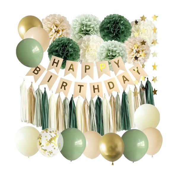 QKTNIUBI Sage Green Balloon Birthday Party Decorations