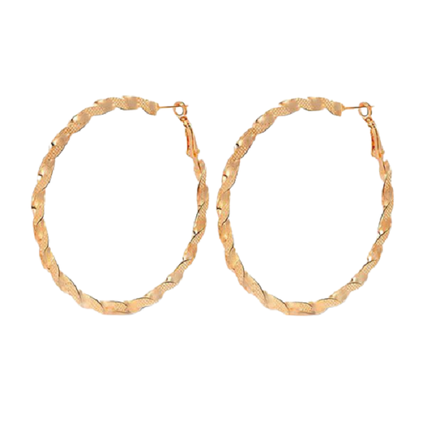 9ct Rose Gold on Silver 37mm Large Twisted Hoop Earrings - AW