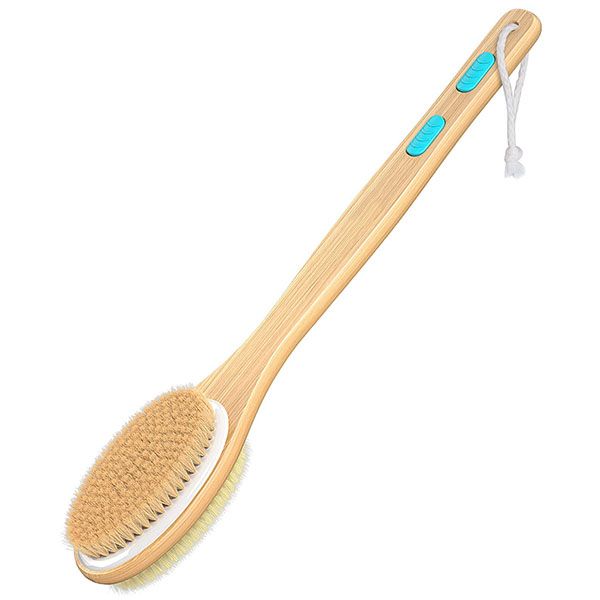 Dual-Sided Shower Brush-Soft Stiff Bristles,Long Handle For Back Scrubbing