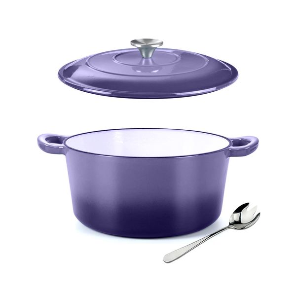 22cm Medium - Hot Selling Purple Casserole Cast Iron Pot with Meat Fork