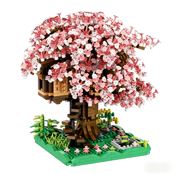 Cherry Blossom Treehouse Building Block Model - Creative Display Toy