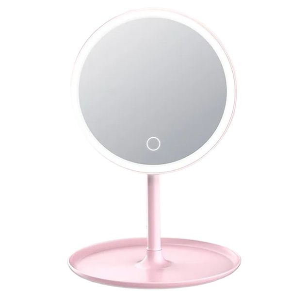 Round Shape Portable Design Makeup Mirror With Storage Tray