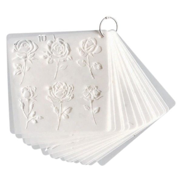 20 Piece - Reusable Flower Art Stencils - Cream