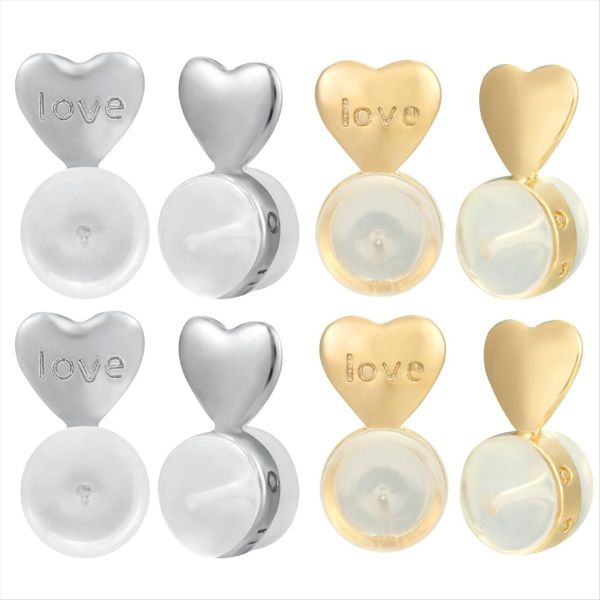 8 Pcs Earring Backs for Droopy-Ears Silver