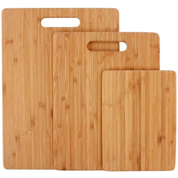 Bamboo Cutting Boards Set of 3 Wood Chopping Board with Handles for Kitchen