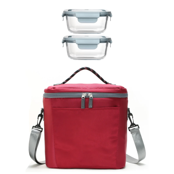 Thermal Insulated Cooler Bag + 2 x 500ml Glass Containers