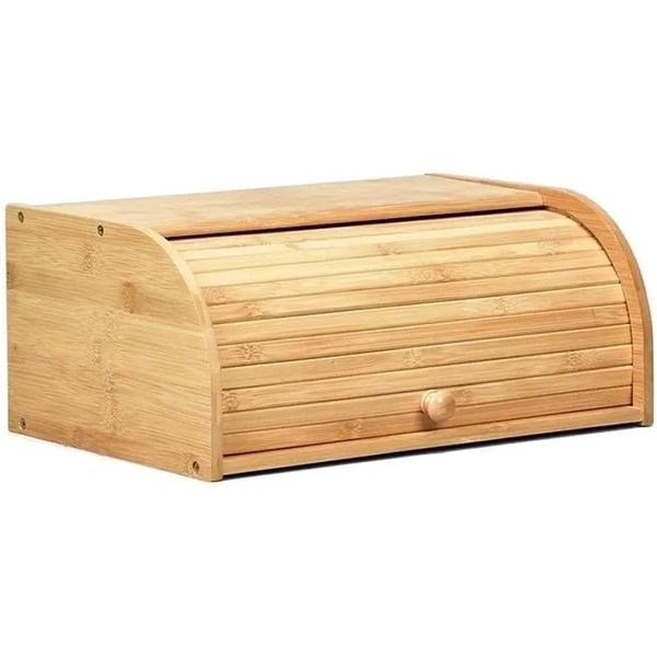 Bamboo Bread Box with Roll-Top Lid