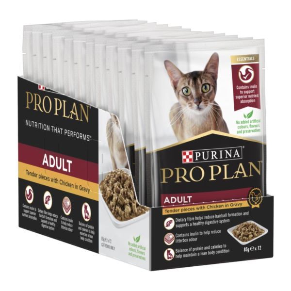 Purina Pro Plan Adult Cat - Chicken in Gravy Wet Food 12x85g | Shop ...