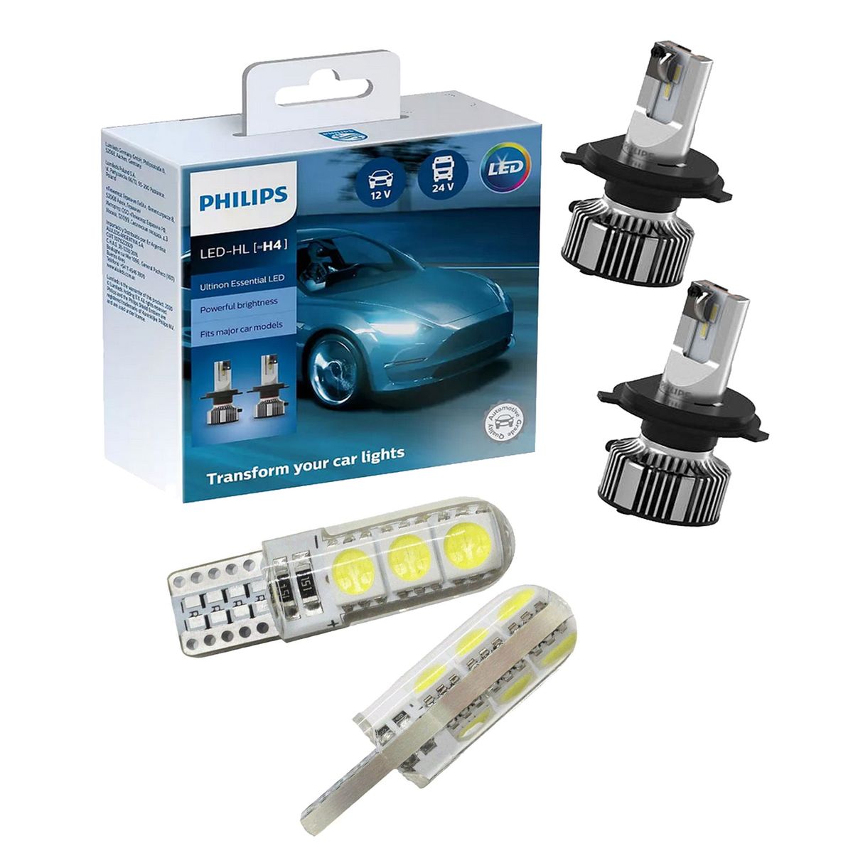 Philips Ultinon Essential LED H4 Headlight Bulb Kit & LED Parklight