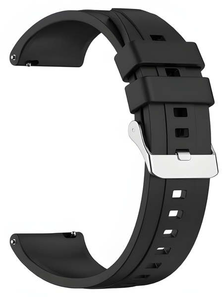 Silicone Strap for Garmin Vivoactive 5/6 with Silver buckle -Black