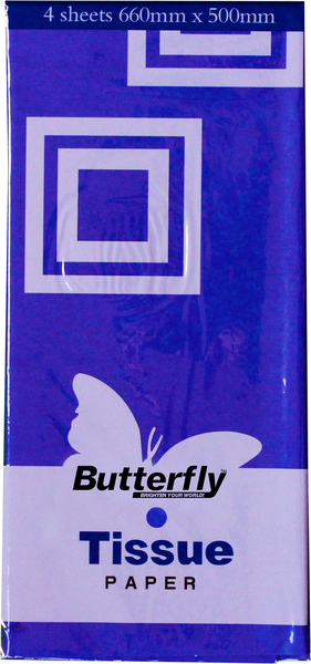 Butterfly Tissue Paper - 48 Sheets (660 X 500mm Each) Dark Blue