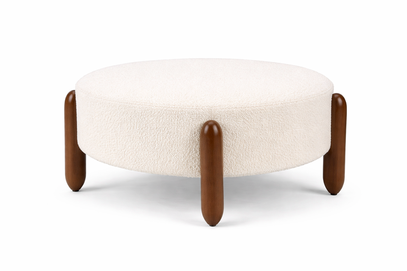 Ziyane Luna Round Bouclé Ottoman