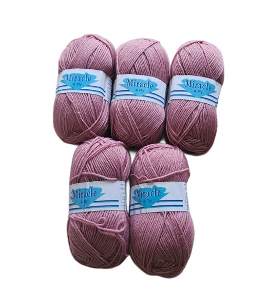 Acrylic Wool Yarn 100g 4 Ply (Pack of 5) - Dusty Pink