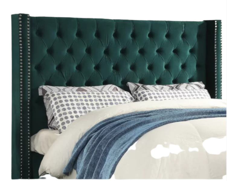 MaI Lifestyle-Sweet Dreams Pins Decorated Velvet Headboard - Forest Green