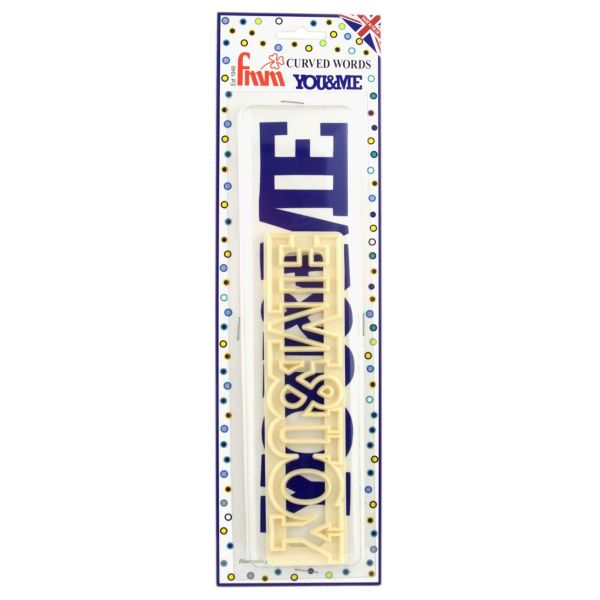 YOU &amp; ME Curved Words Sugarpaste Sugarcraft Cutter Stencil Cake Decoration
