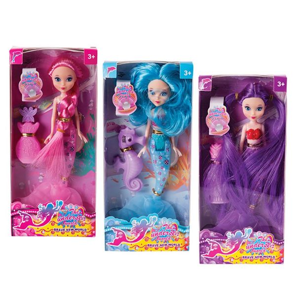 Bulk Pack x 3 Doll Mermaid Flashing Tail 18cm