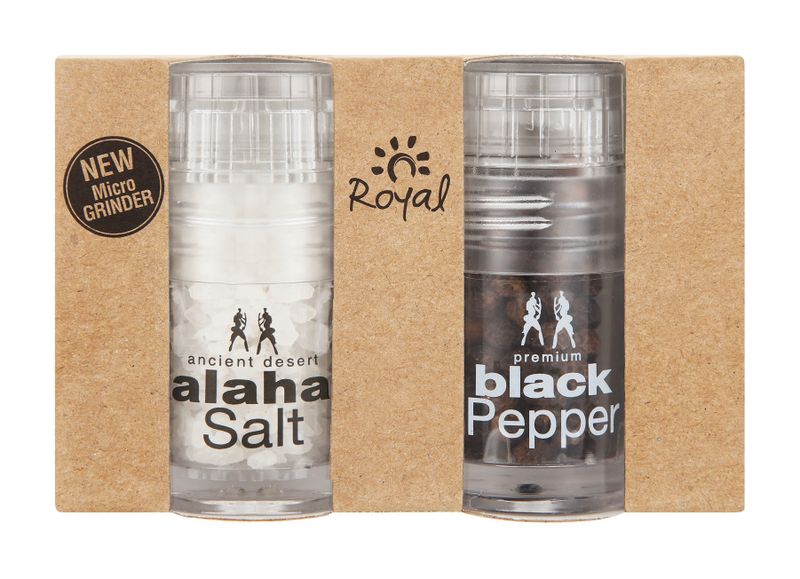 Royal Kalahari Desert Salt and Pepper Micro Grinder Duo Gift Set Box of 14