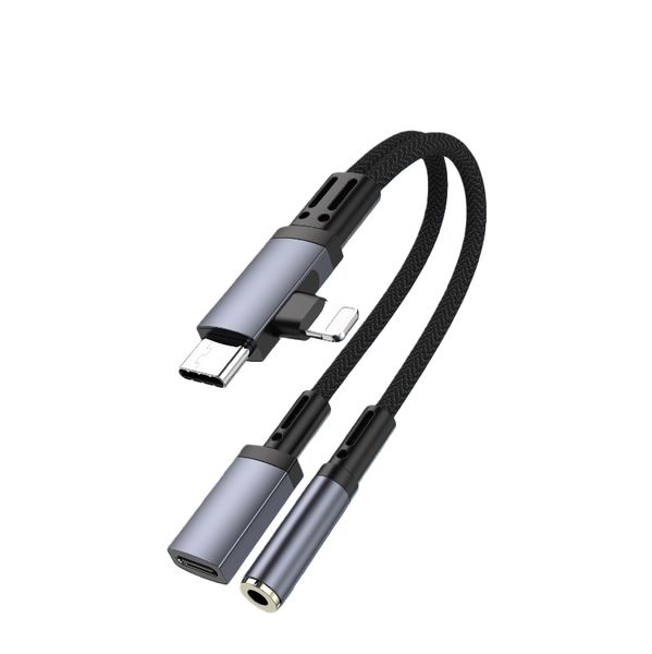 4-in-1 USB-C Lightning to 3.5mm Adapter Compatible with iPhone Android