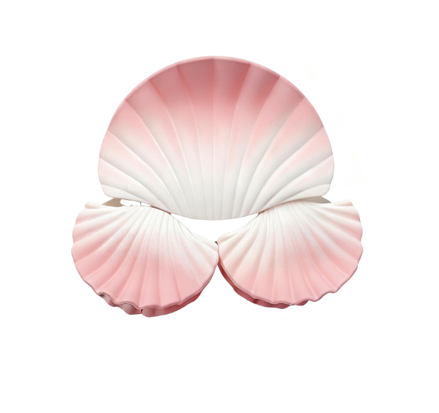 Shell Hair Clip with Gradient Color and Glittered Powder Adjustable Clasp