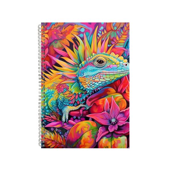 Iguana Orchids Chrysanthemums Neon Notebook Gift Idea A4 Notepad Pad 73